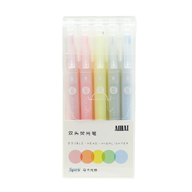 5 Colors Double Unique Window  - Pastel Highlighter Set Double Ended ulasan dan harga