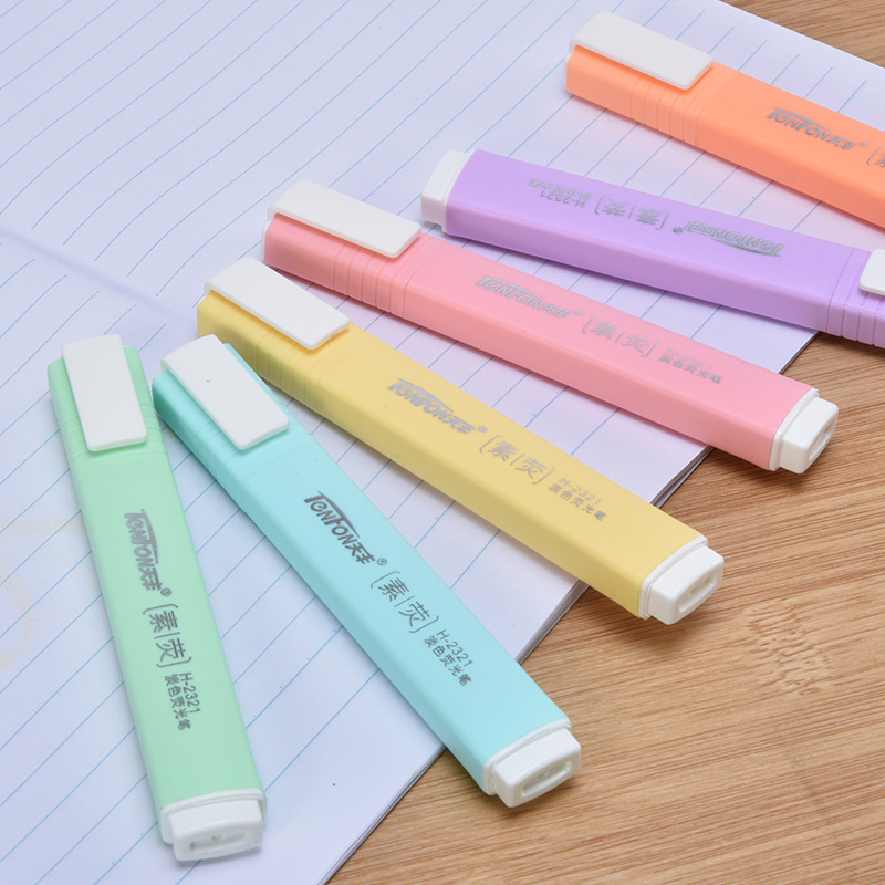 6 Pcs/set Flat Shape Pale Colo - Pastel Highlighter Set Double Ended ulasan dan harga